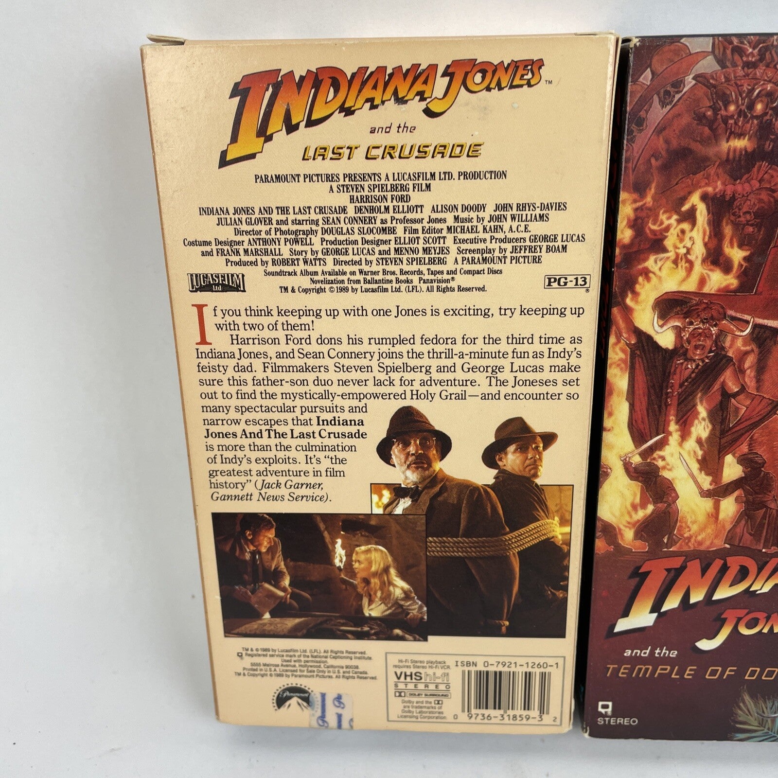 The Indiana Jones Trilogy 3 x VHS Harrison Ford Sean Connery Lost Ark - TESTED