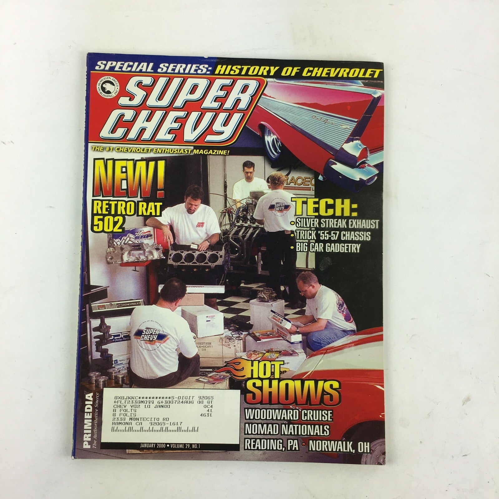 January 2000 Vol 29 Super Chevy Magazine New! Retro Rat 502 Woodward Cruise
