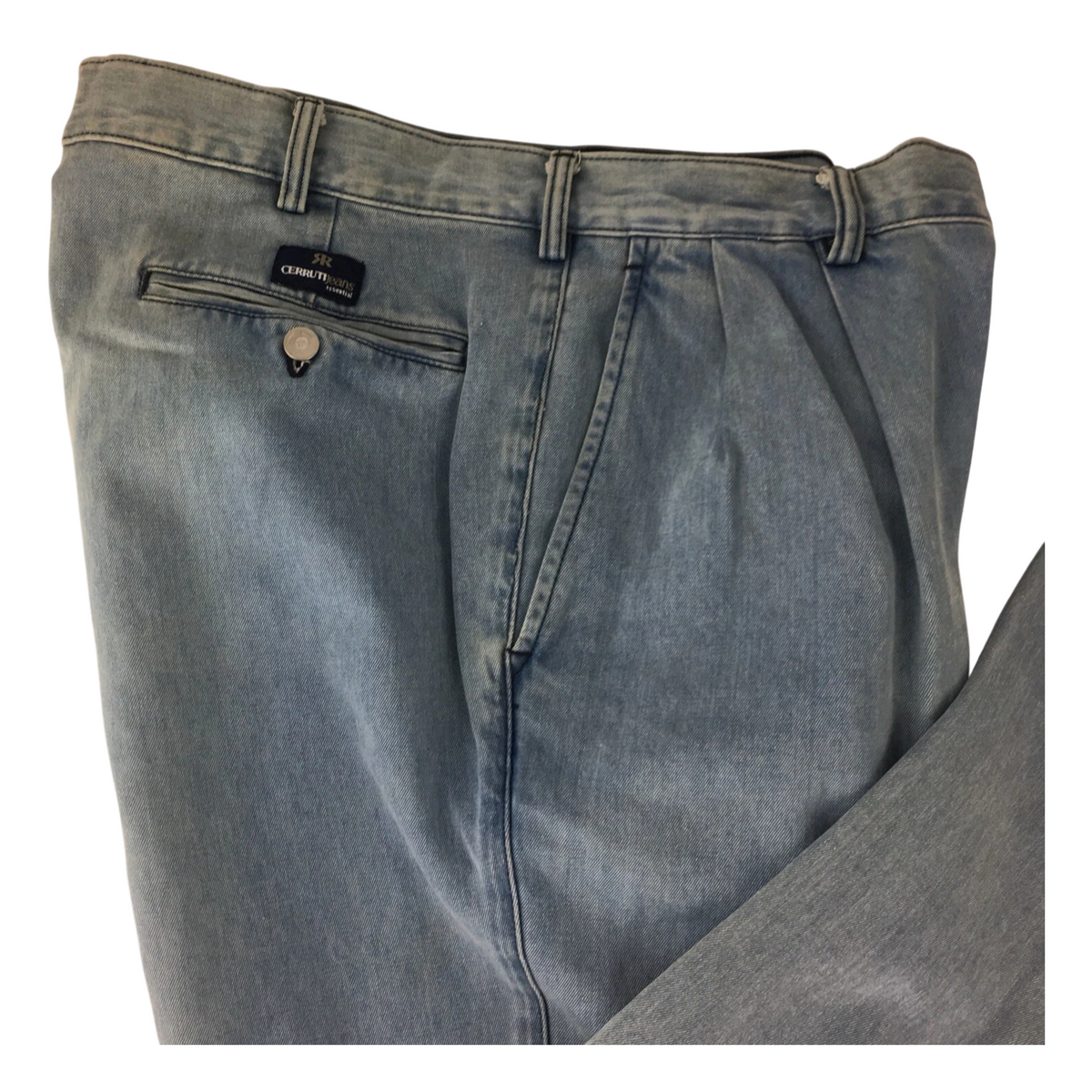 CERRUTI Essential Light Wash Blue Cotton Denim Mens Jeans Straight 52