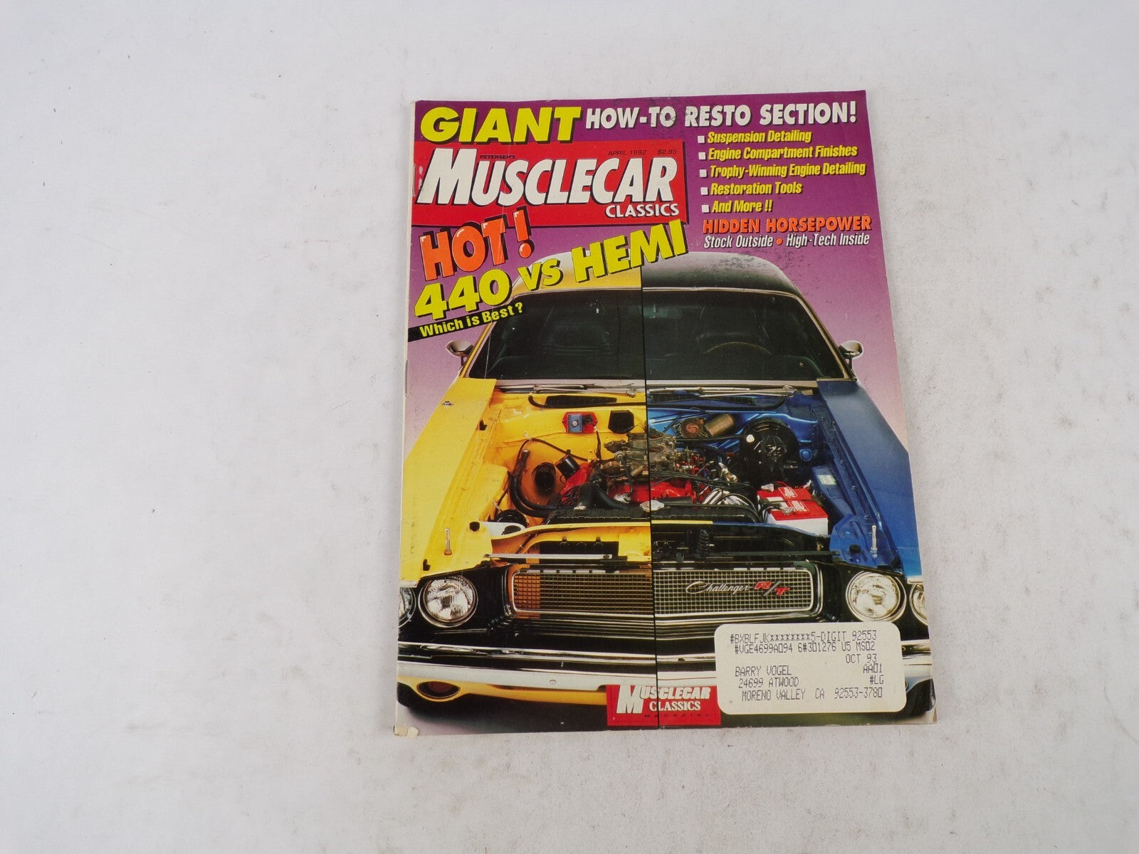 October 1993 Muscle Car Giant How-To Resto Section! Hot! 440 Vs Hemi Hidden Hors