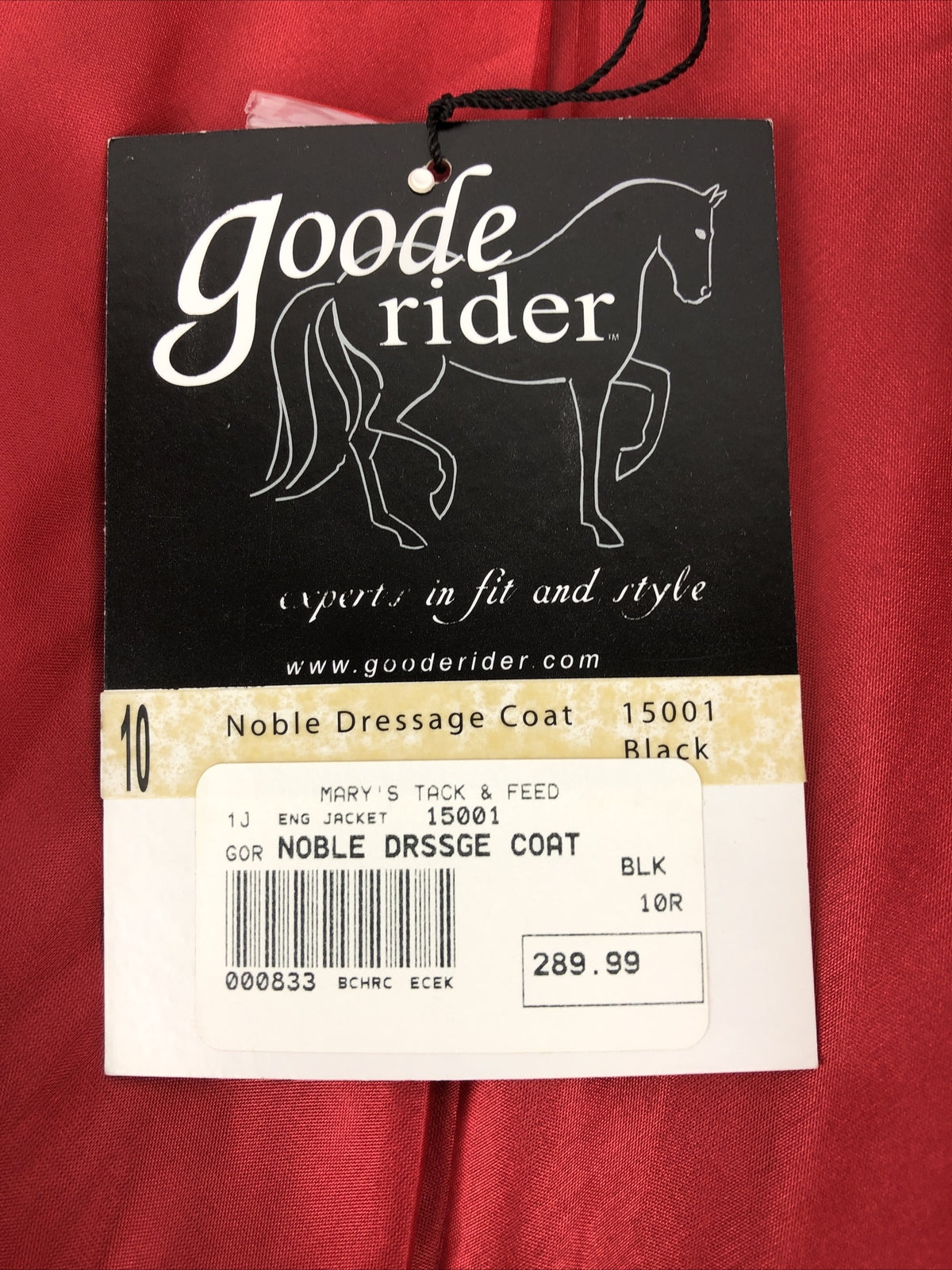 NWT Goode Rider Dressage Coat Size 10 Black Jacket 15001 with stain Blocker LOOK