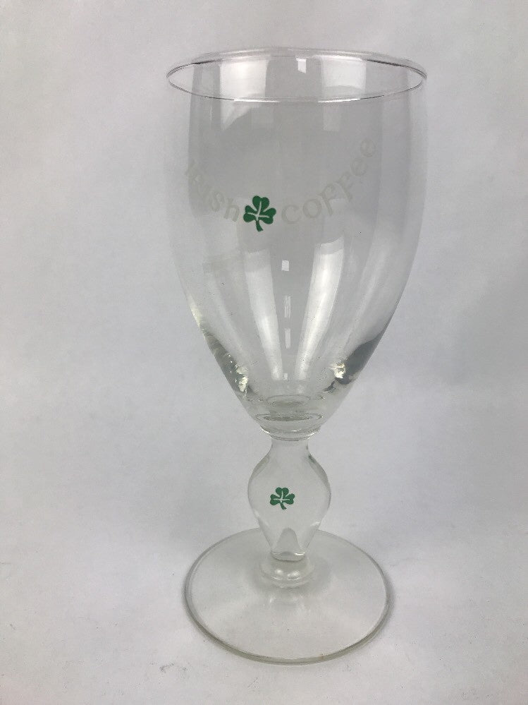 Irish Coffee glass shamrock on stem 6" tall Irish Creme Coffee