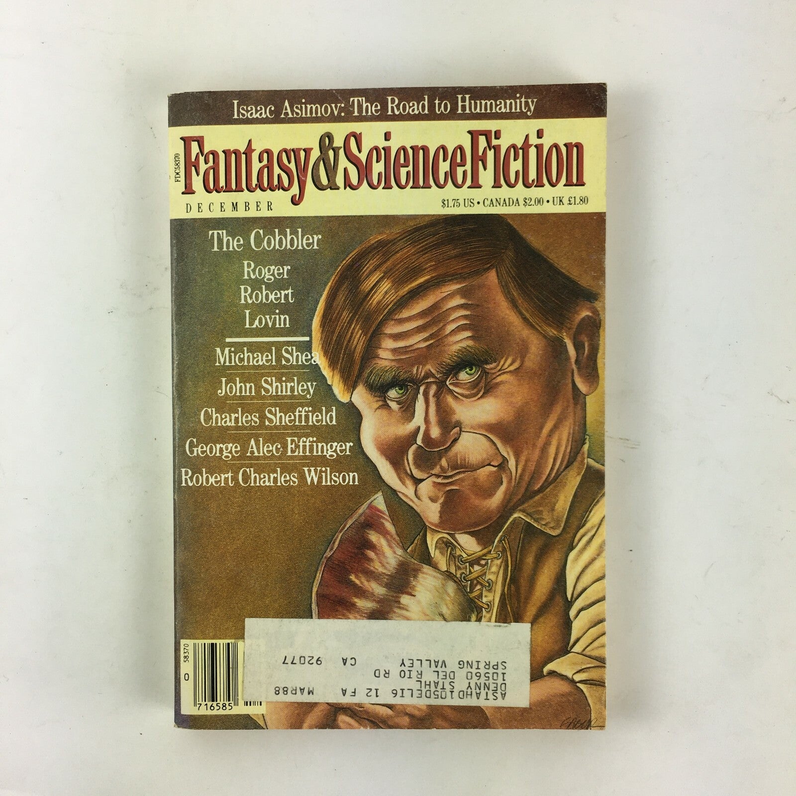 December Fantasy & Science Fiction Magazine The Cobbler RogerRobert LovinMichael