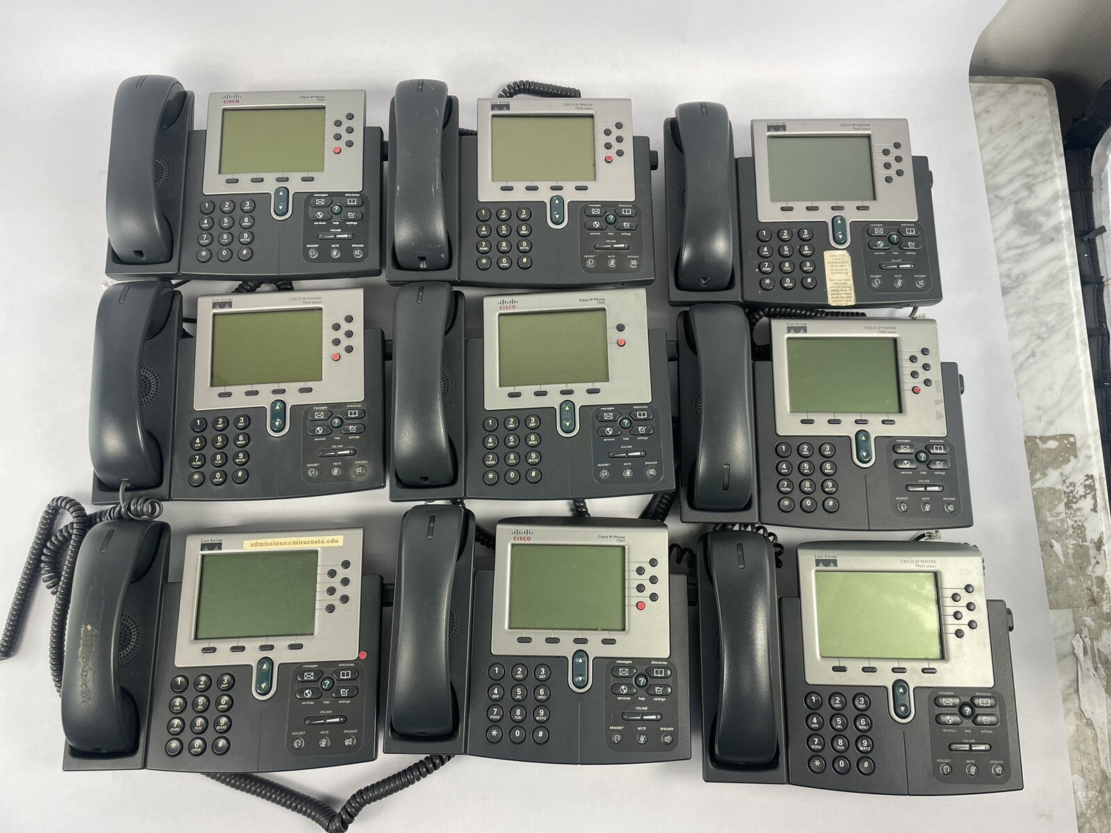 Lot of 9 Cisco IP 7900 7960 7945 PoE VoIP Business Office Phone Handset CP-7960G