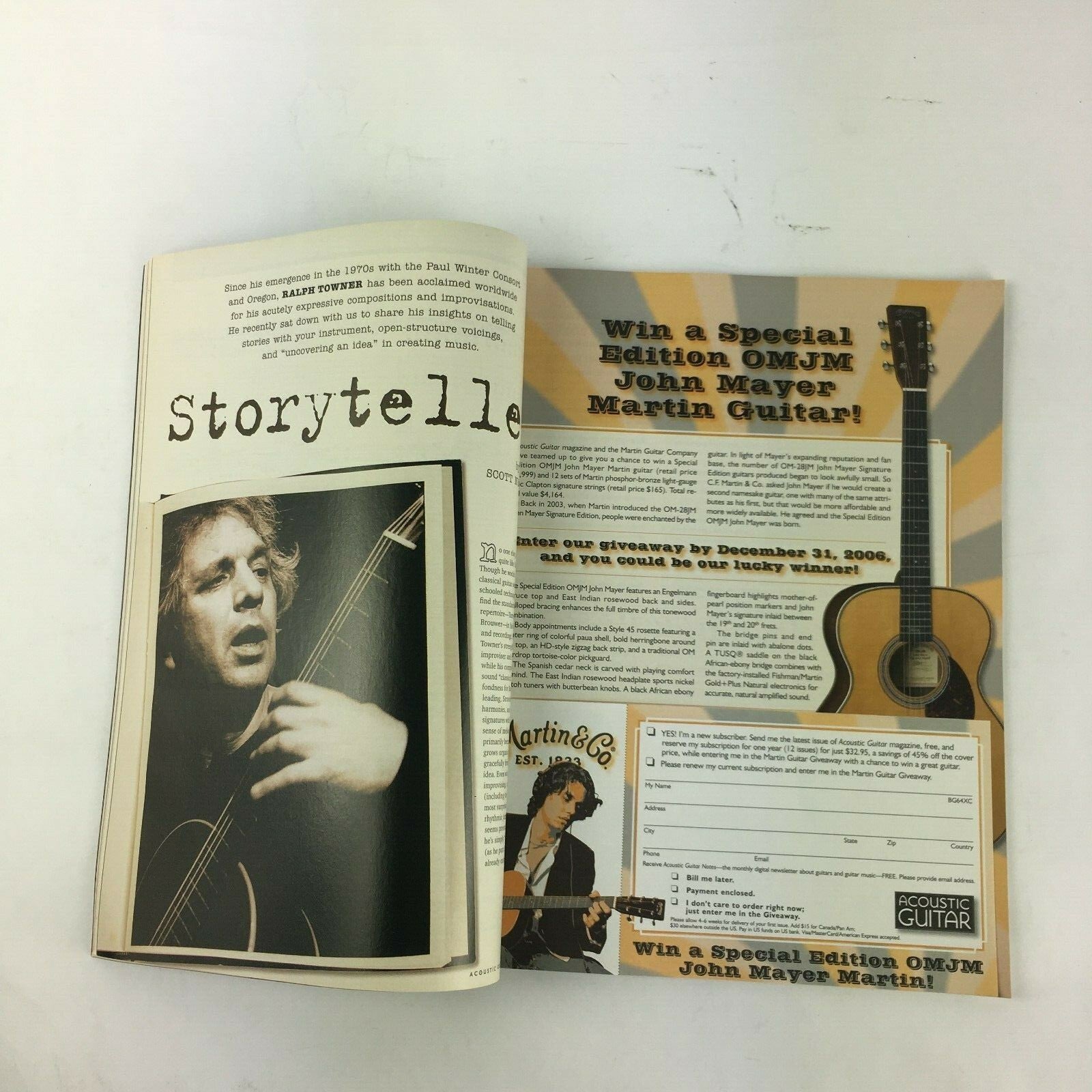 August 2006 Acoustic Guitar World Magazine Dave Grohl Ralph Towner LunaLa Patrie