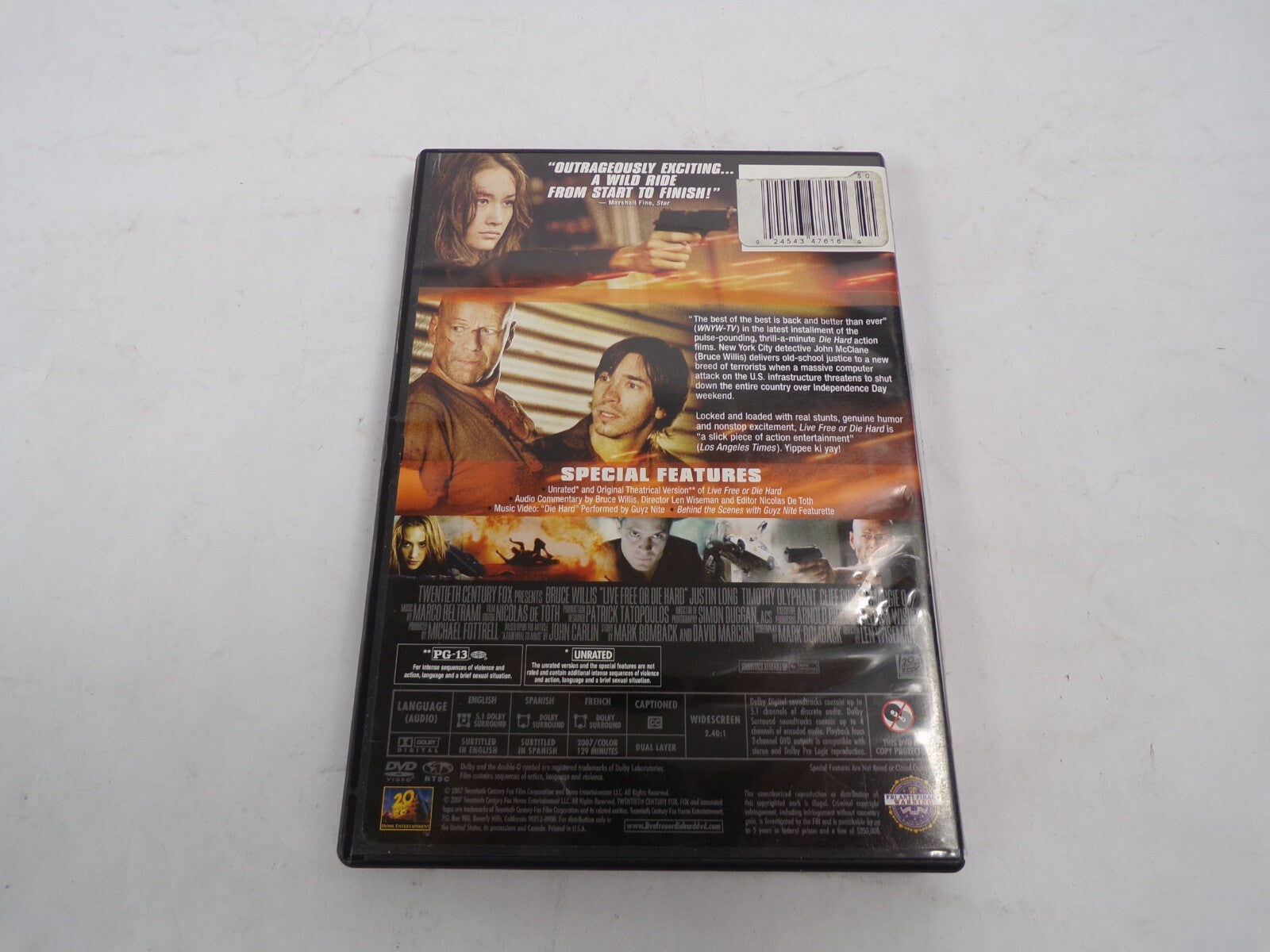 Live Free or Die Hard Bruce Willis Unrated Action Thriller DVD Movies