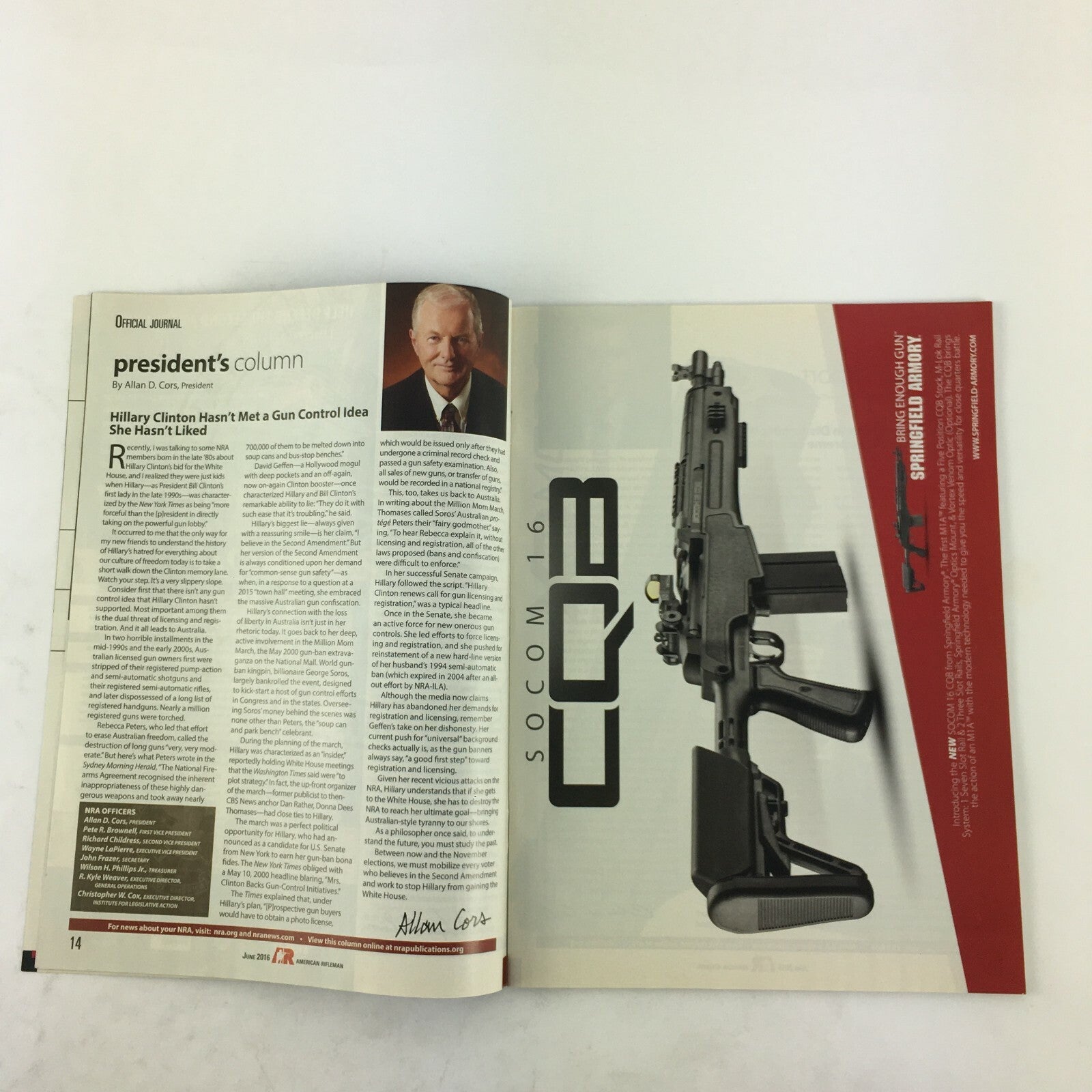June 2016 American Rifleman Magazine Springfields 9mm A Classic Optimized EMP4