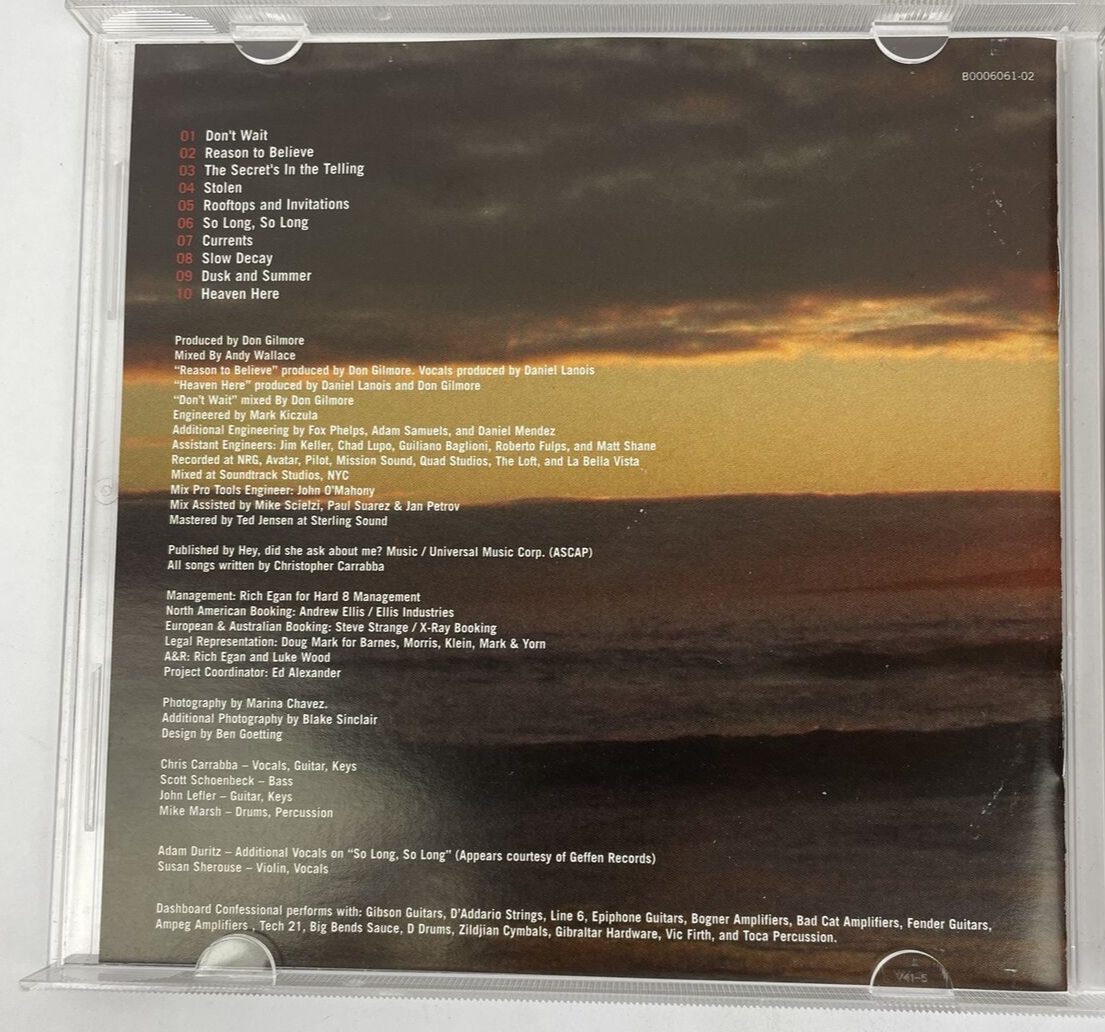 Dusk and Summer by Dashboard Confessional (CD, Jun-2006, Vagrant Records) CD