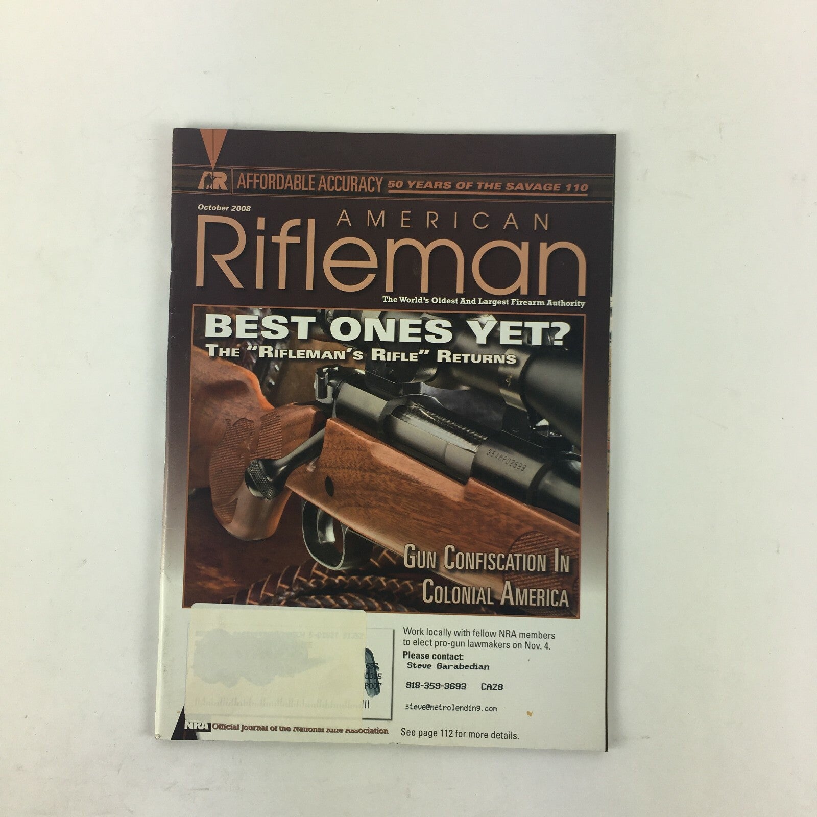 October 2008 American Rifleman Magazine Best Ones Yet ? Gun Confiscation