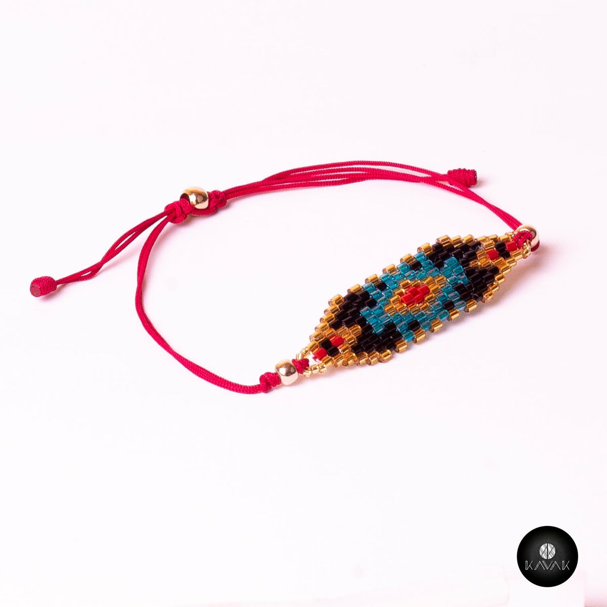 Kavak handmade red Miyuki abstract adjustable women's bracelet