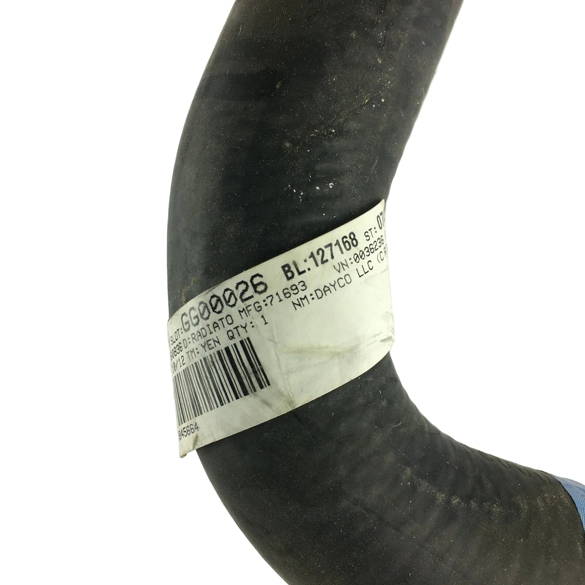 Dayco 71278 curved radiator hose genuine OEM replacement EPDM coolant hose for automotive cooling systems.