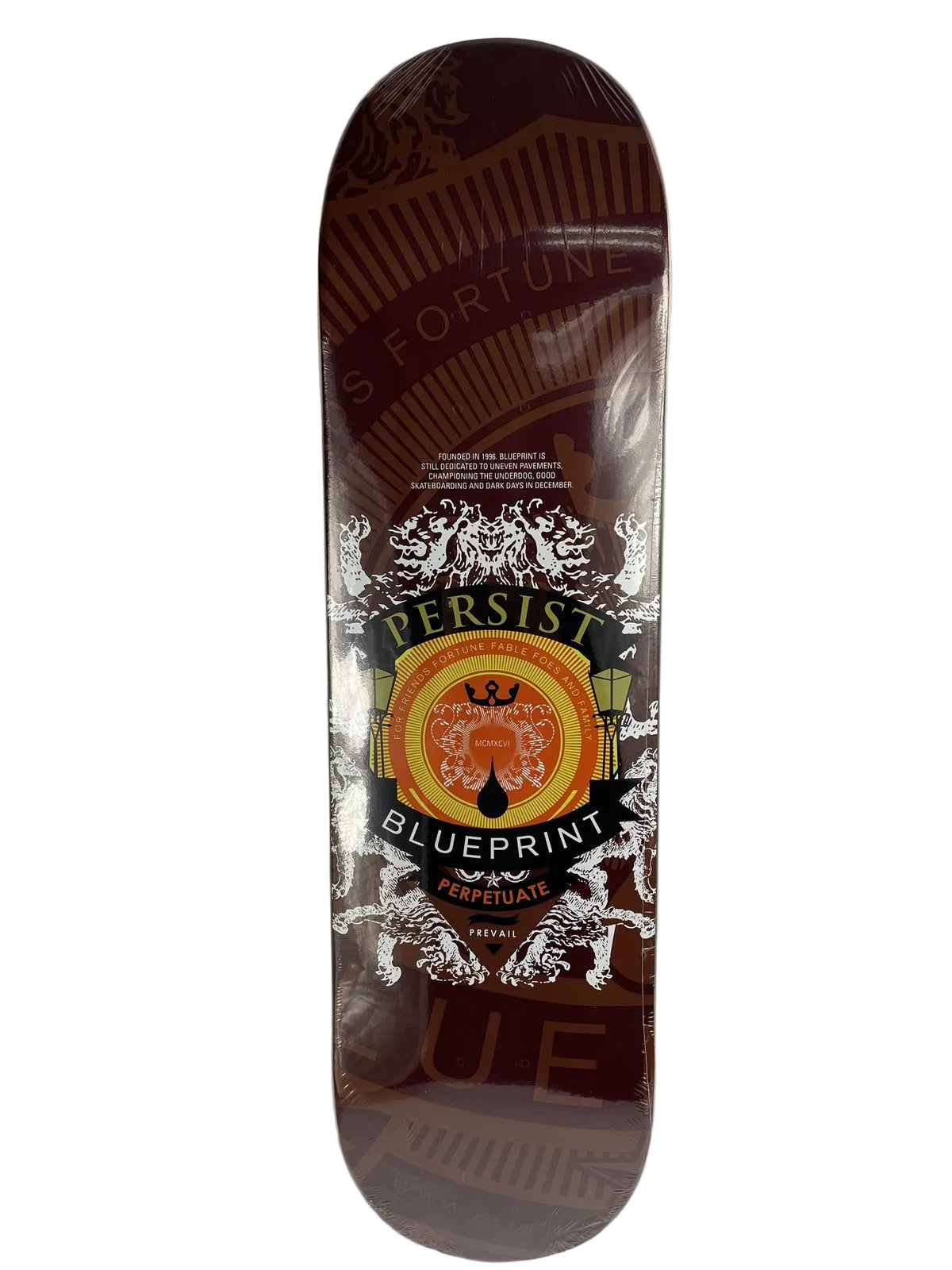 Blueprint Skateboards Courage Color Rust rare 8.25-inch skateboard deck made from 7-ply hard rock Canadian maple.