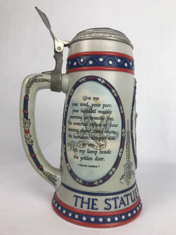 Stroh Brewery Statue Of Liberty Stein Ellis Island Excellent Cond. Seramarte