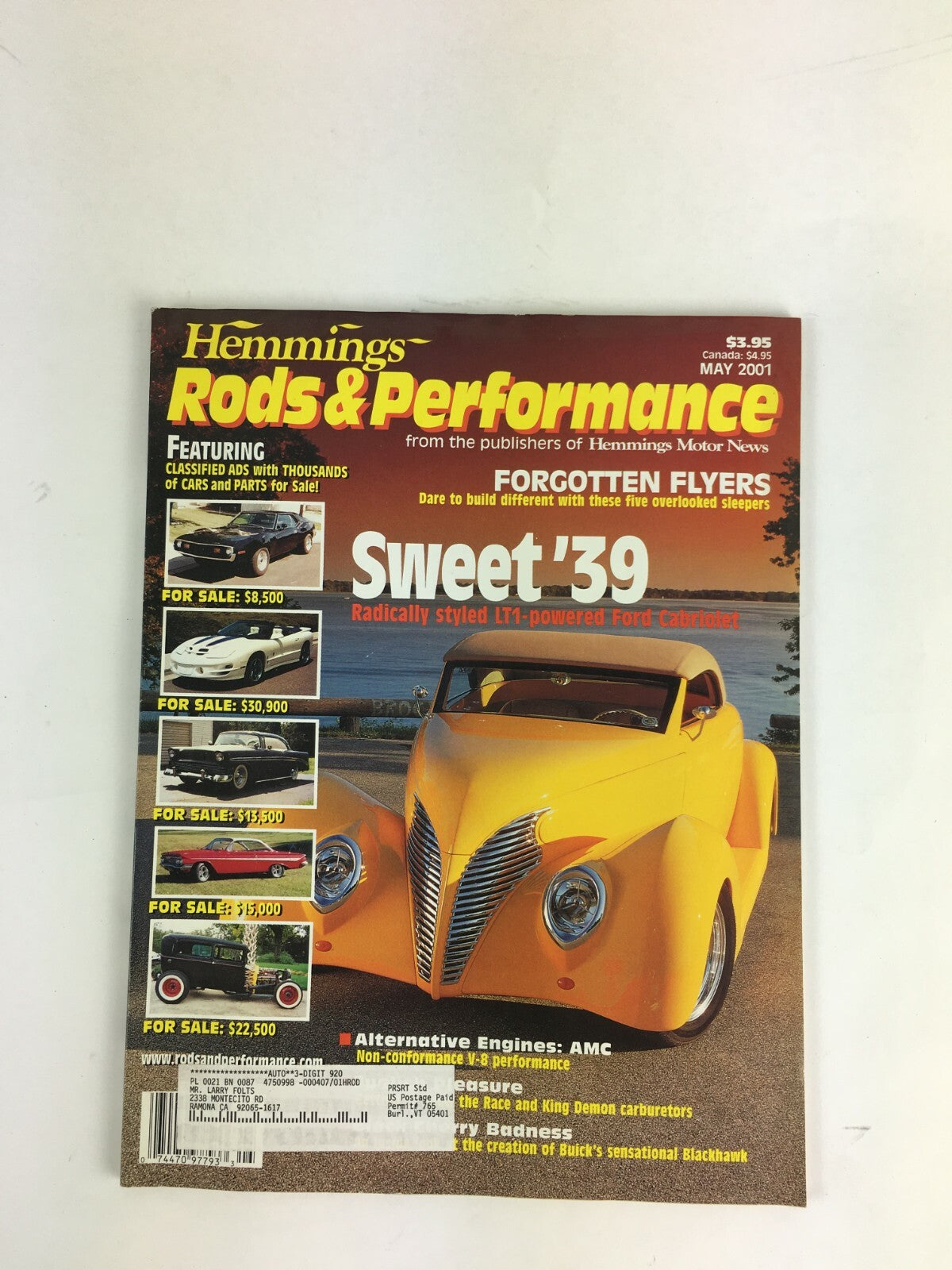 May 2001 Rod & Performance Sweet '39 Forgotten Flyers Alternative Engines