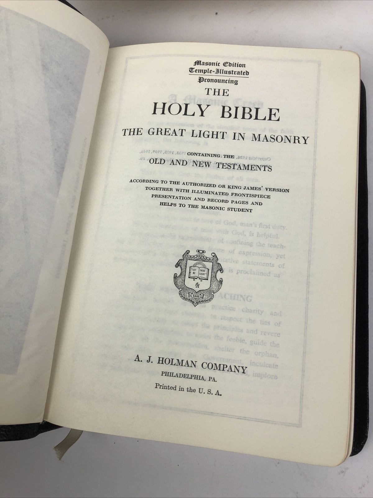 Vintage Masonic Freemason Holy Bible Reference Dictionary Index Holman 1966 LOOK