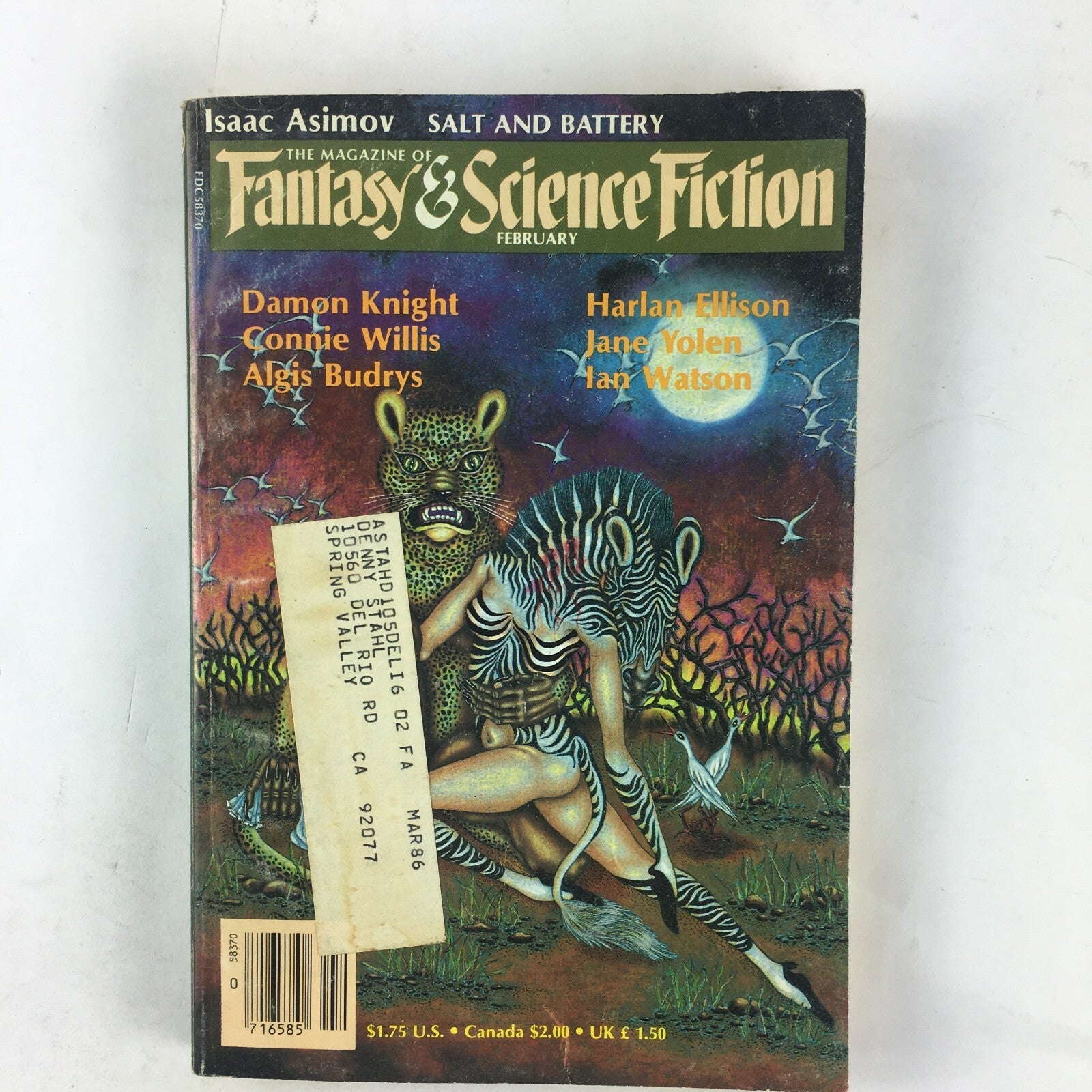 Feb Fantasy & Science Fiction Magazine Damon Knight Connie Willis Algis Budrys
