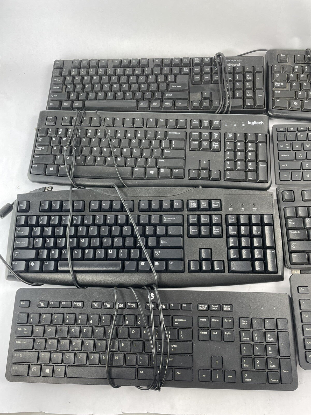 Lot OF 8 - USB Wired Standard Layout Keyboard 104-Key Mixed Random Brand Models