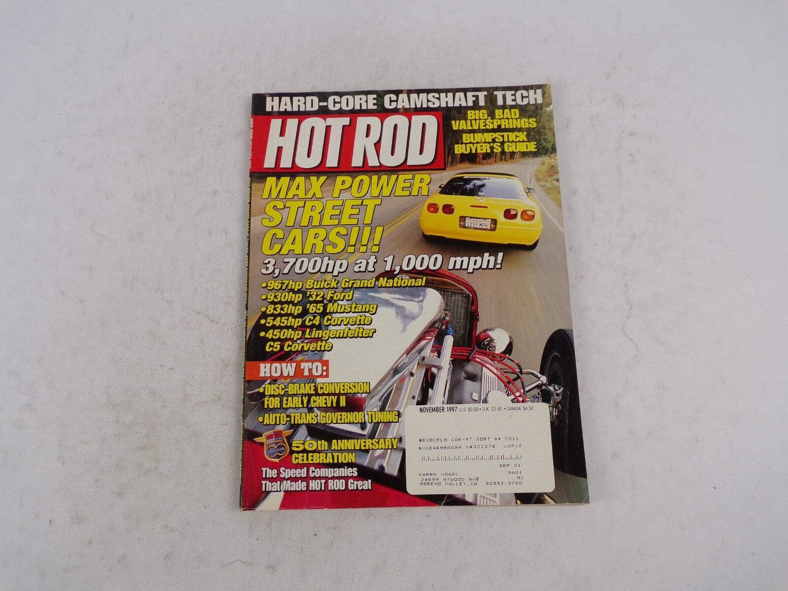 November 1997 Hot Rod Max Power Street Cars!!! Hard-Core Camshaft Tech Big,Bad