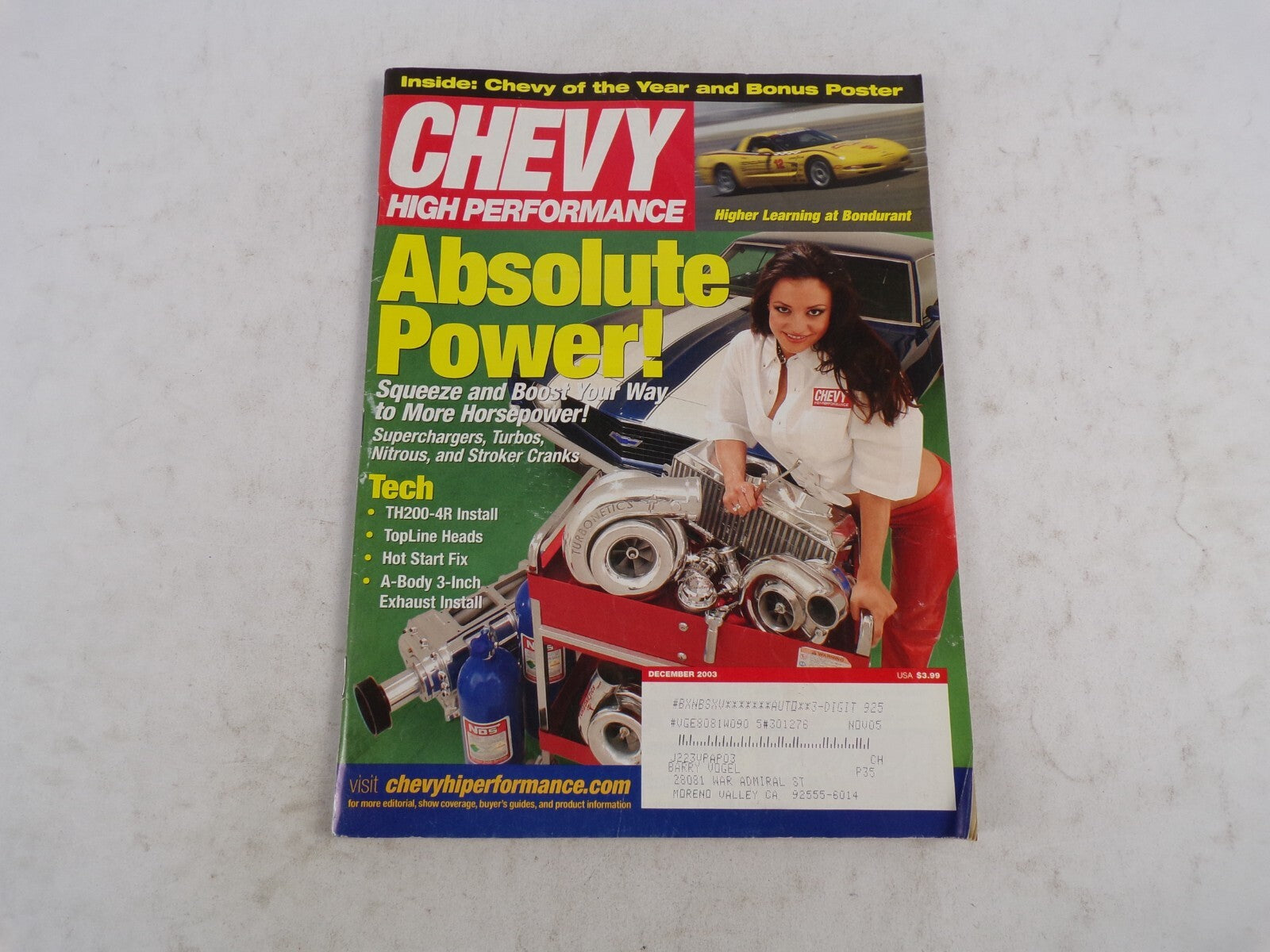 December 2003 Chevy High Performance Absolute Power! Inside: Chevy Of The Year