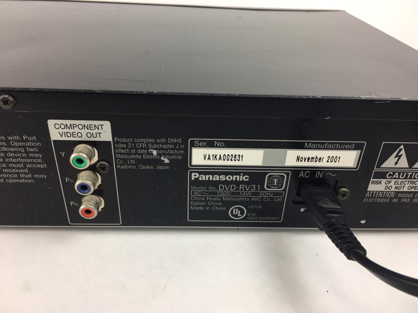 DVD-RV31K DVD CD MP3 Playback Panasonic