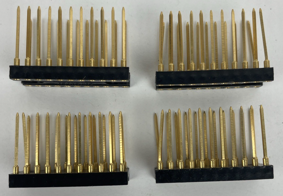 Lot of 4 x IC SOCKET 22 PIN DIP SOCKET, WIRE WRAP, Screw Machine, Gold Plated