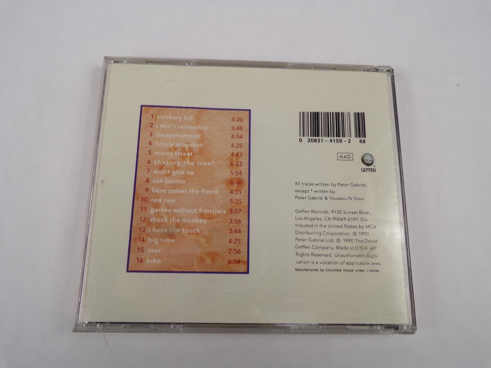 Peter Gabriel Shaking The Tree Sxiteen Golden Greats Solsbury Hill CD#58
