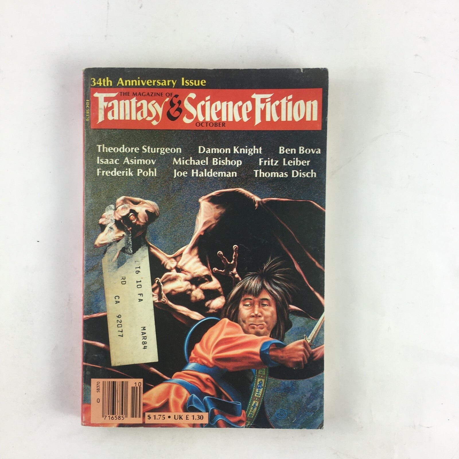 October Fantasy & Science Fiction Magazine Thedore Sturgeon Damon Knight BenBova