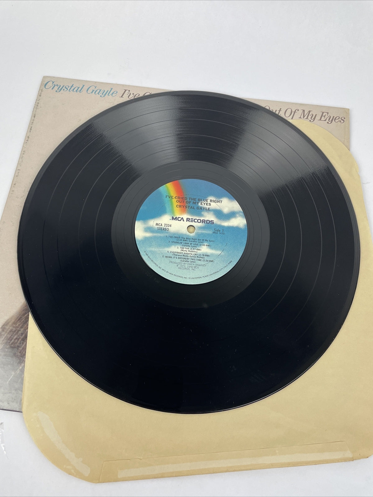 CRYSTAL GAYLE I'VE THE BLUE RIGHT OUT OF MY EYES (VG) MCA-2334 LP VINYL RECORD