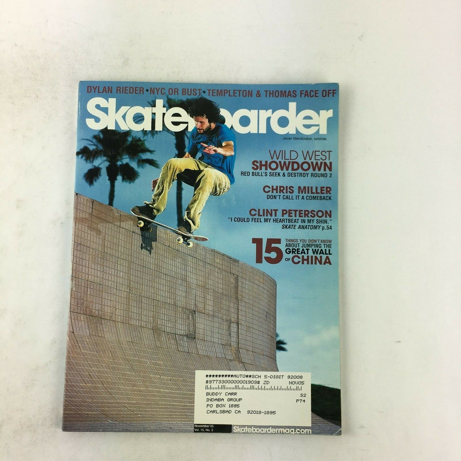 November 2005 Skateboarder Magazine featuring Wild West Showdown, Chris Miller, and Clint Peterson.