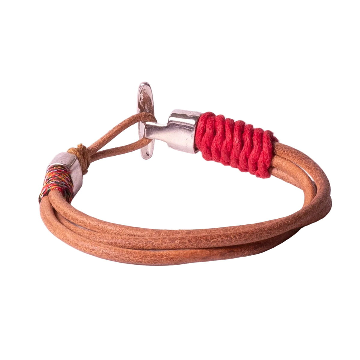 Kavak handmade braided leather cord adjustable men's bracelet