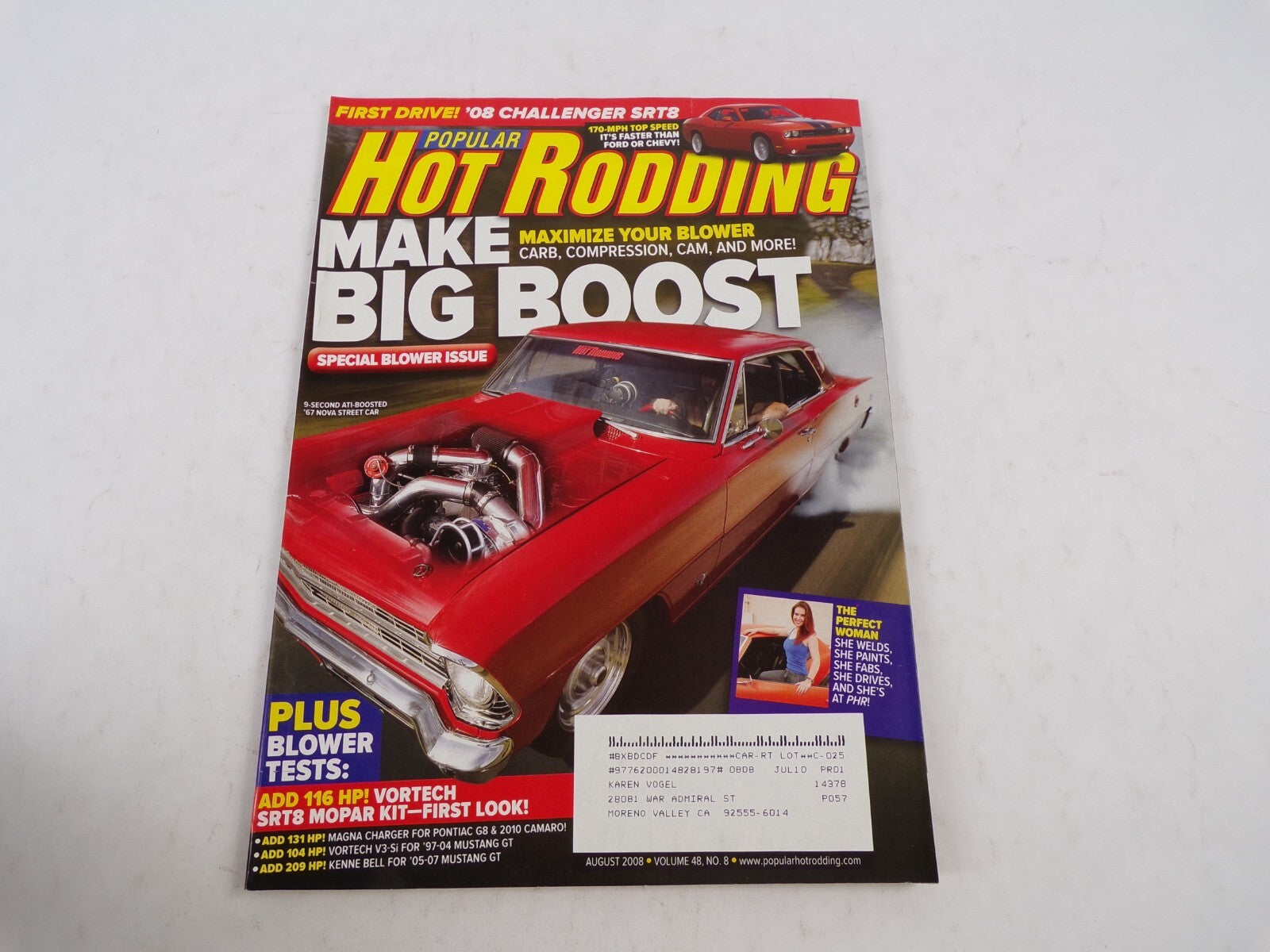 August 2008 Hot Rodding Magazine Make Big Boost Maximize Your Blower '08 Challe