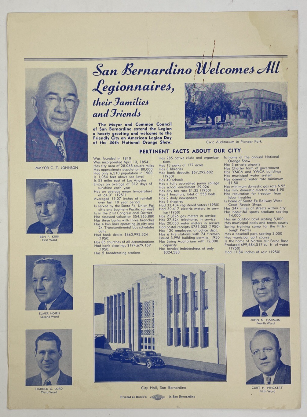 American Legion Souvenir Program 1951 National Orange Show San Bernardino Cali