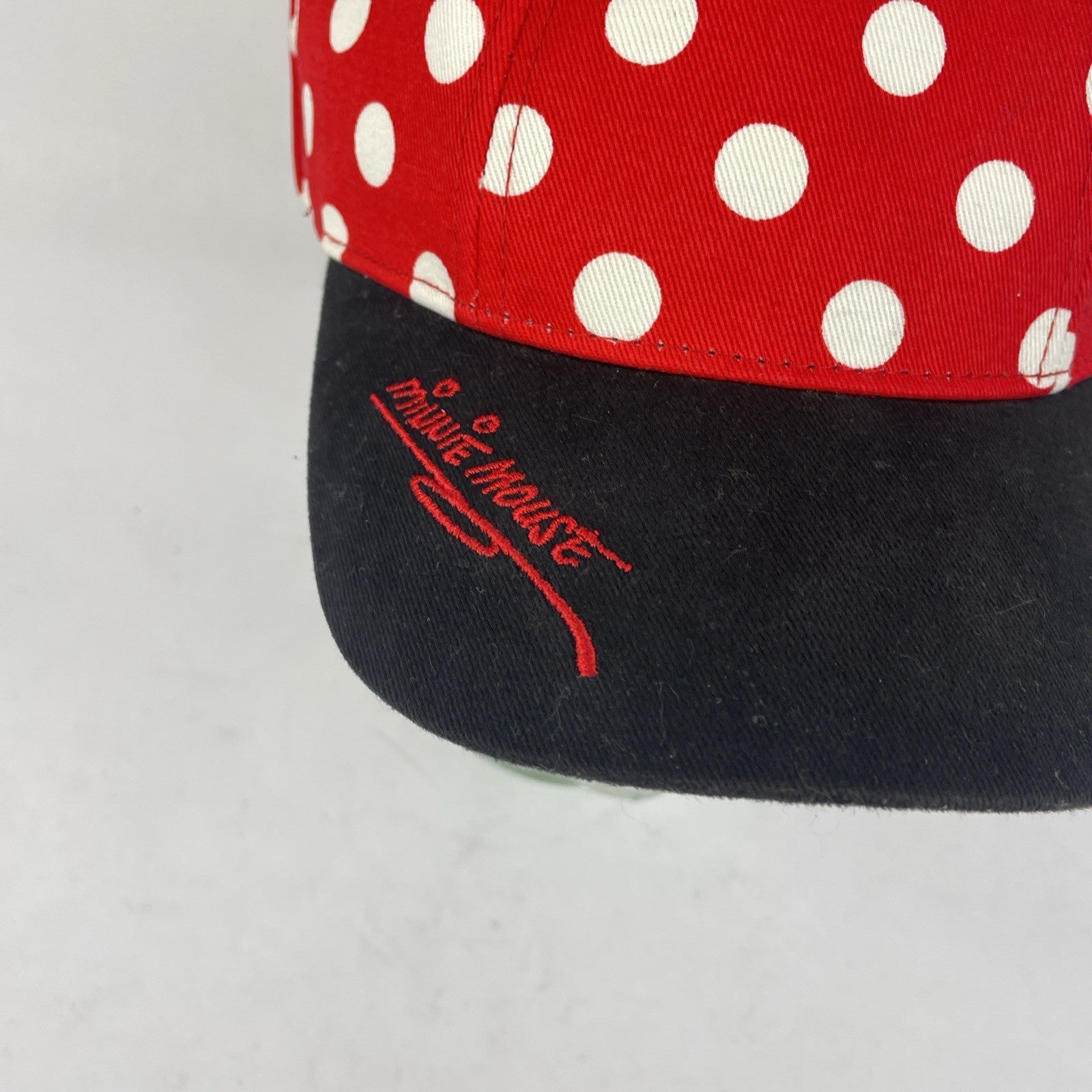 Minnie Mouse red polka dot bow ears adjustable cap hat OSFM