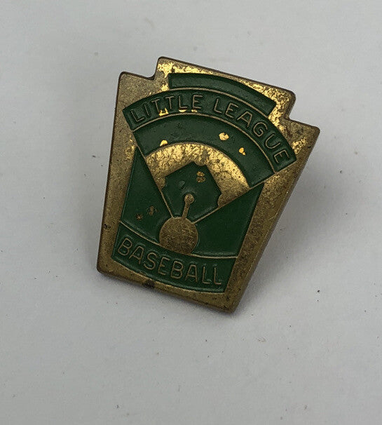 Vintage Little League Baseball USA State Green Enamel Lapel Pin Screw Back LOOK