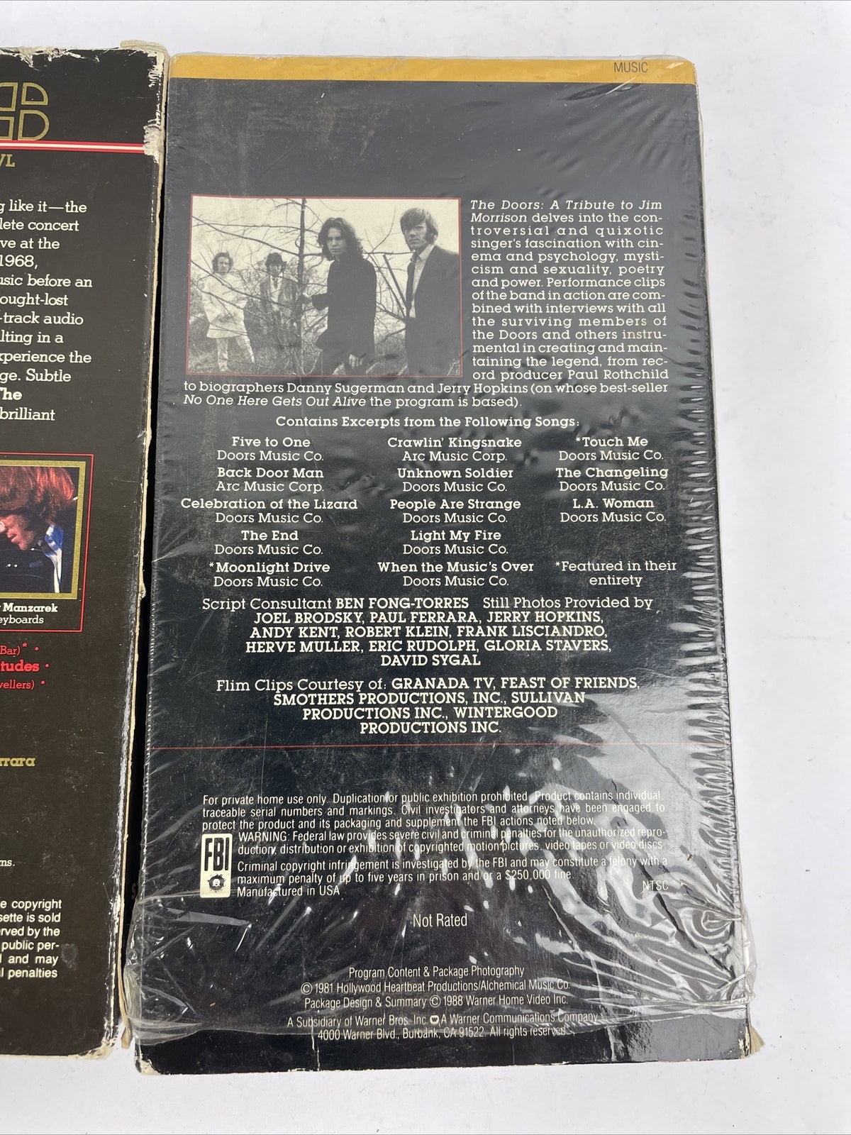 2 x The Doors Live At The Hollywood Bowl + TRIBUTE to Jim Morrison VHS Tapes Lot