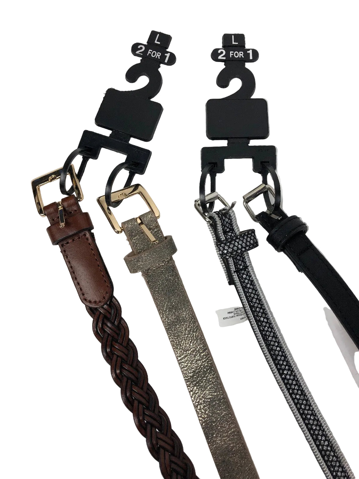 Deal Girl women's 4-piece multi-colored skinny fashion belt set size Large