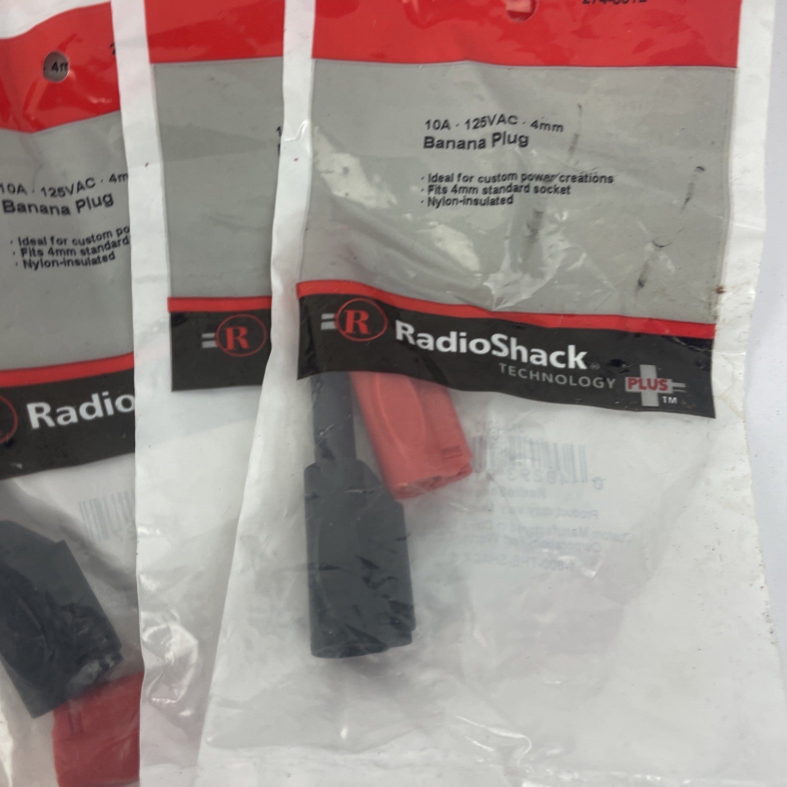 Lot of 7 x Radio Shack Banana Plug (Red & Black), 10A, 125VAC, 4mm, 274-0012
