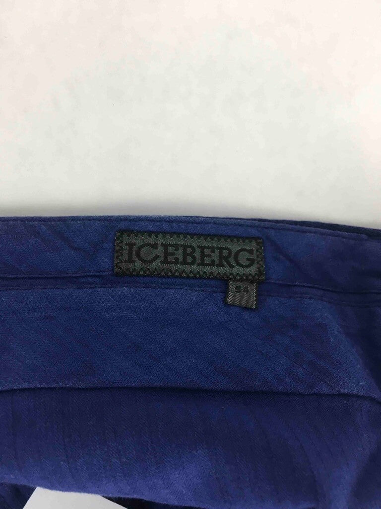 Iceberg Gilmar Mens Dress Pants Blue Flat Front Pockets Zip-Fly Cotton 54 X 33