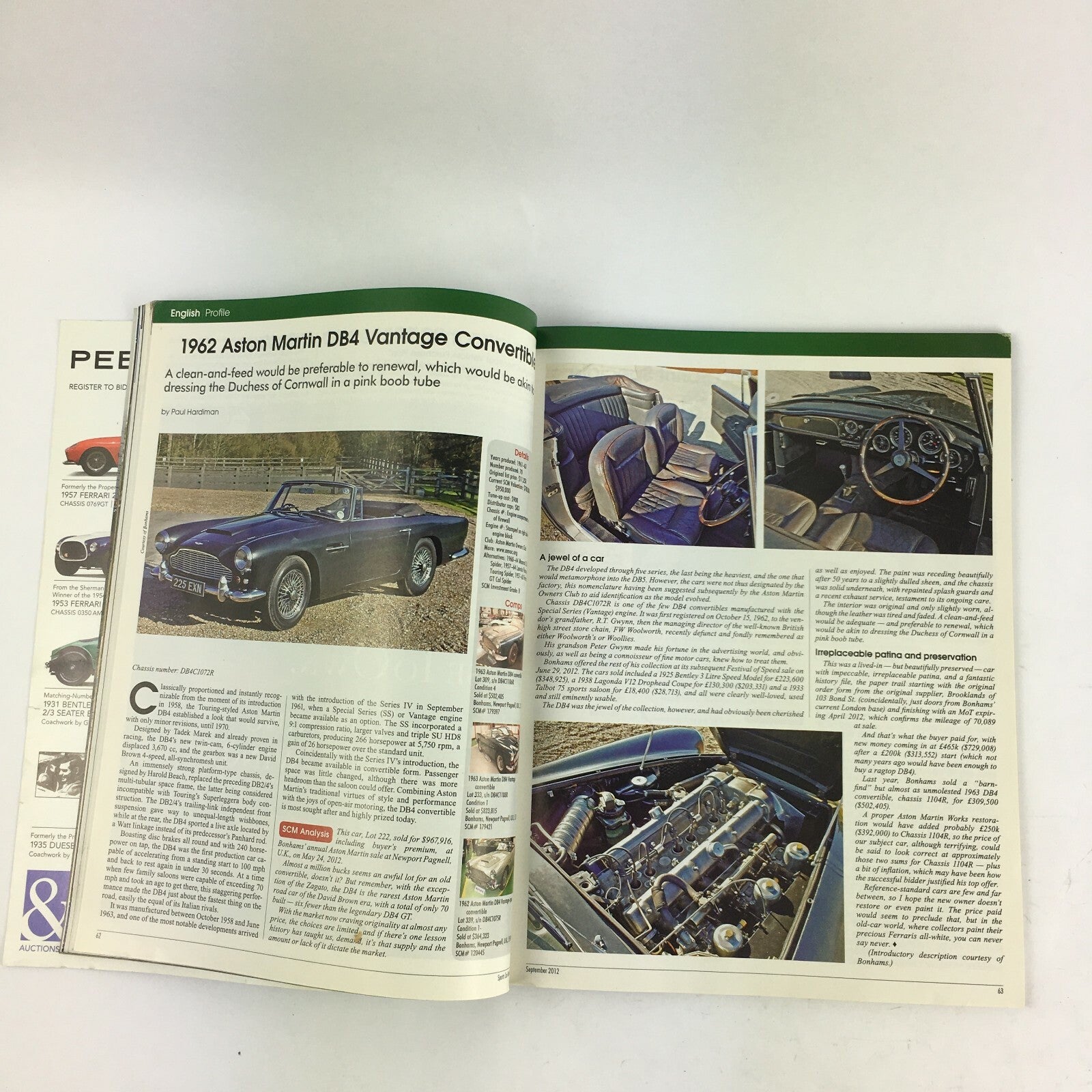 September 2012 Keith Martin's Sports Car Market Magazine Low Nose High Price
