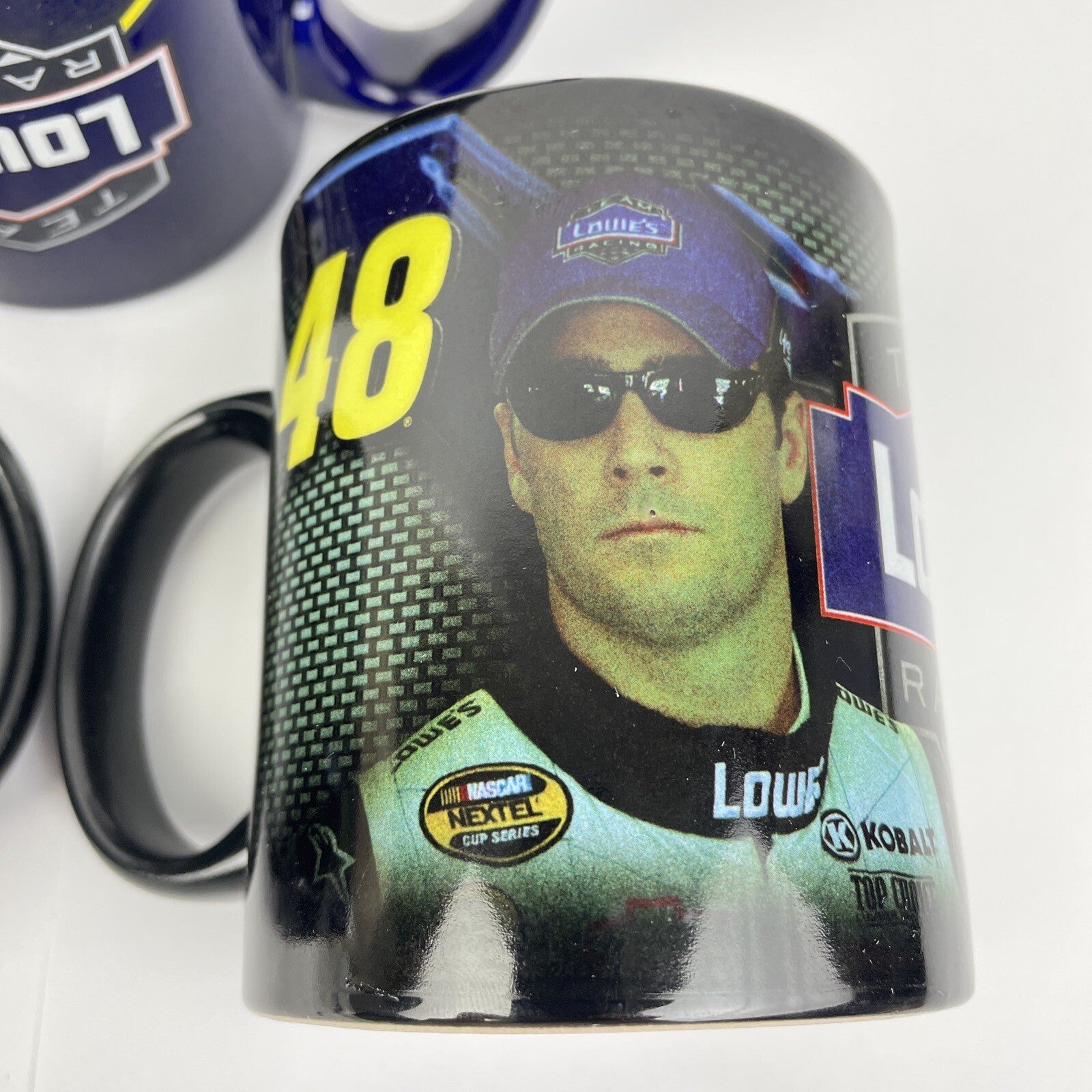 3 x NASCAR Jimmie Johnson #48 3D 12 oz. Coffee Mugs Blue Yellow Signature Racing