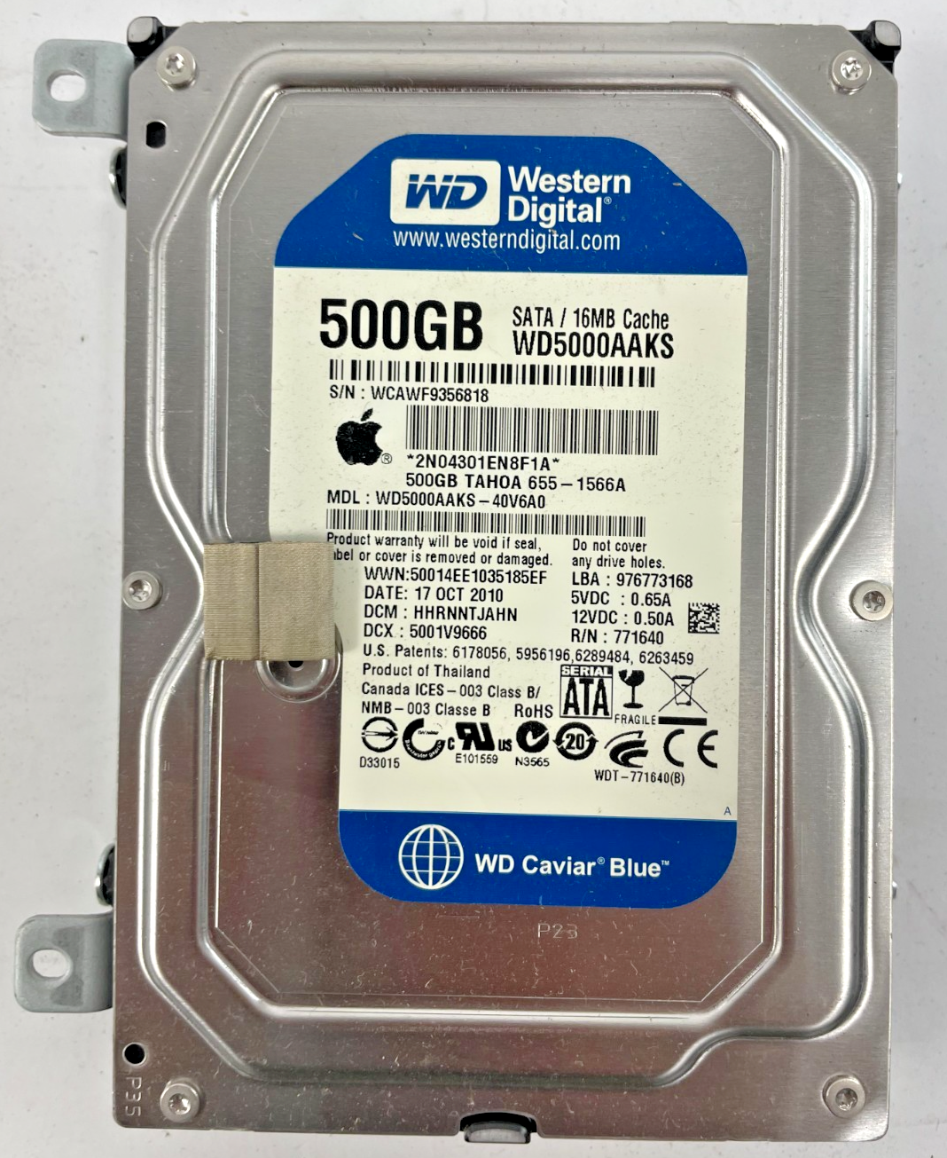 Western Digital WD5000AAKS 7200RPM SATA 500 GB Internal Hard Drive Cache 16 MB