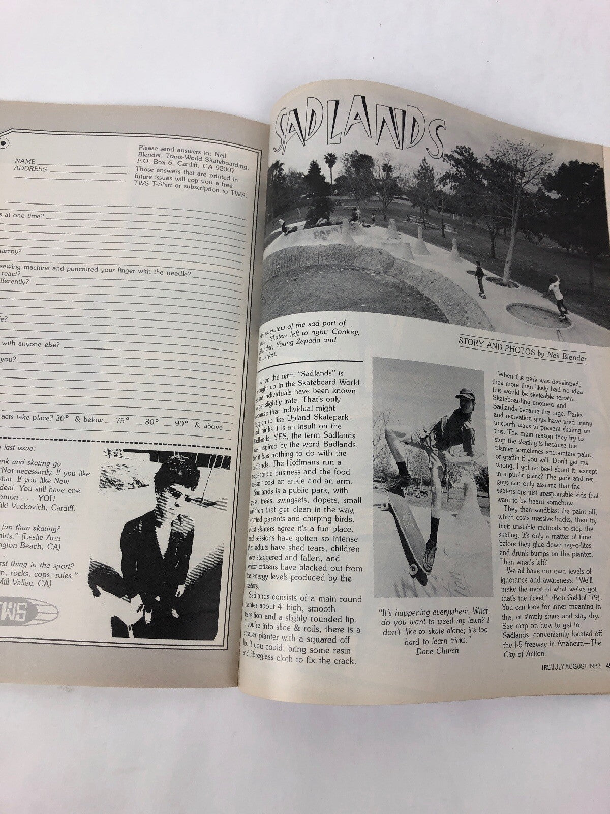 Vintage 1983 Trans World Skateboarding Magazine Vol 1 No 2 Skateboard Skater