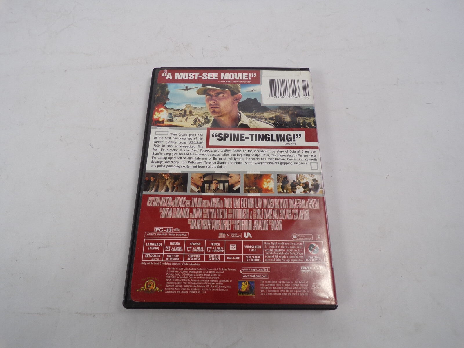 Valkyrie Tom Cruise A Bryan Singer Based on Incredible True Story DVD Movies