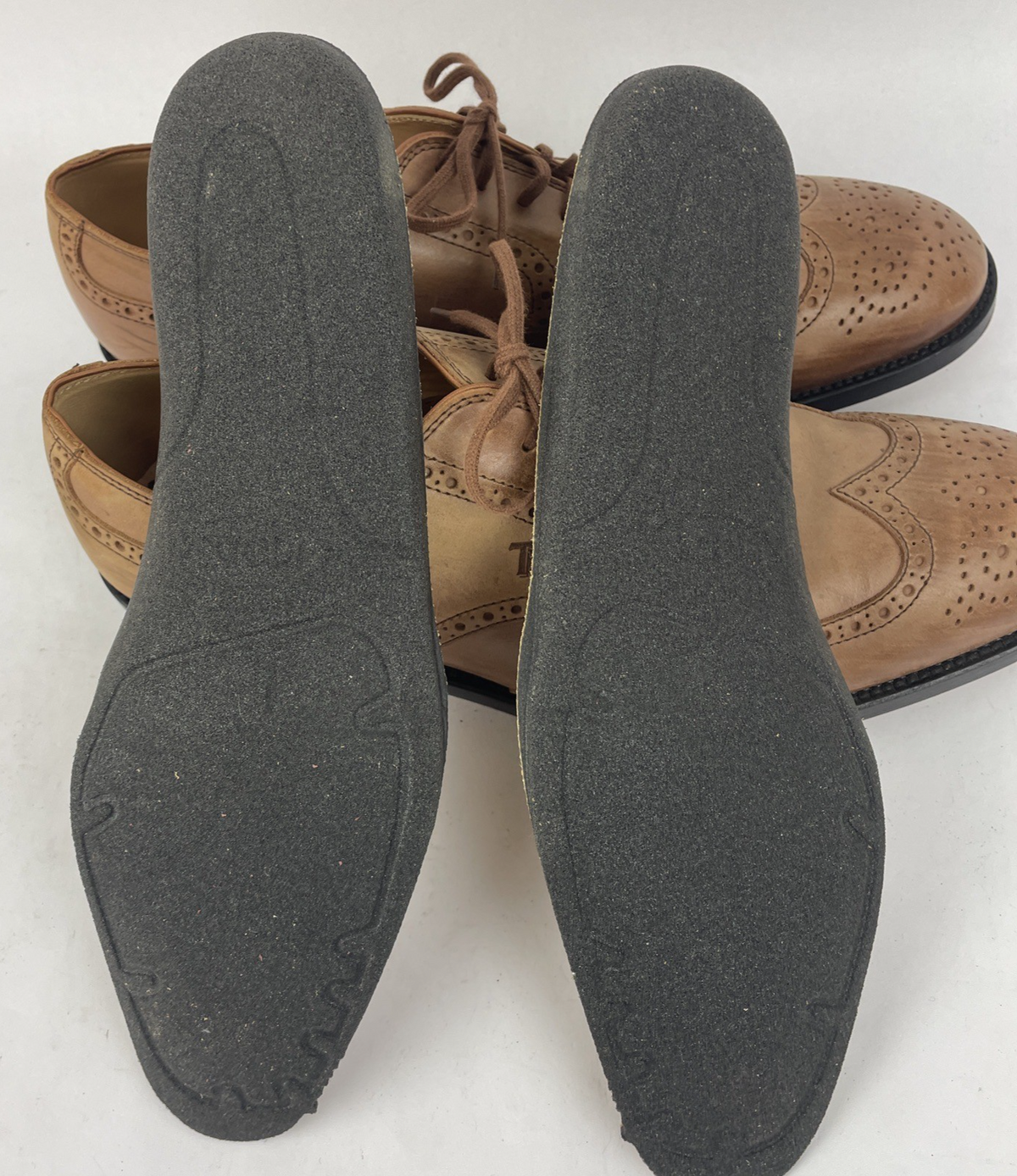 Tods Wingtip Dress Shoes Light Brown Size 10.5 Leather Soles Made in Italy VGC