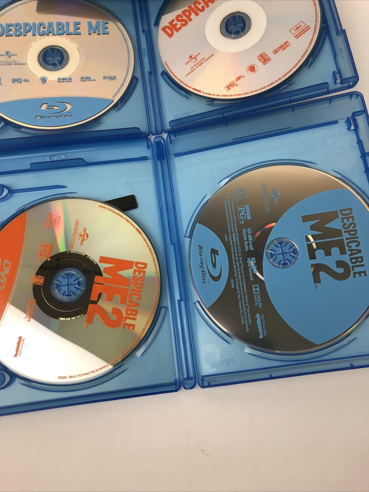Despicable Me 1 & 2 Blu-ray And DVD Format Lot Discs Nearly Perfect Media Mail