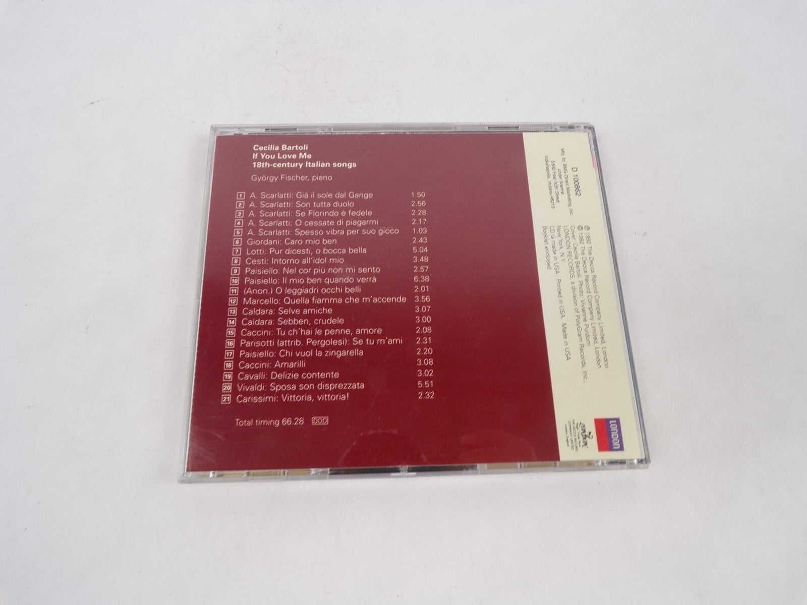 If You Love Me Se Tu M'Ami Cecilia Bartoli Gyorgy Fischer Piano A. ScarlattCD#70