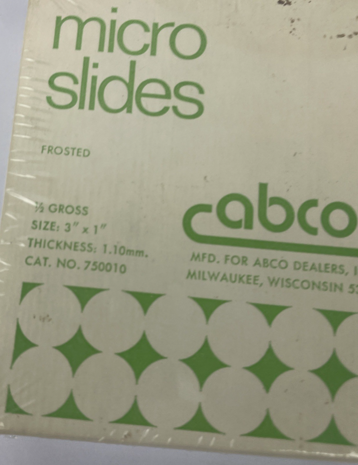NEW Abco Micro Slides 1/2 Gross Frosted 3" x 1" 1.10 mm Cat. #750010