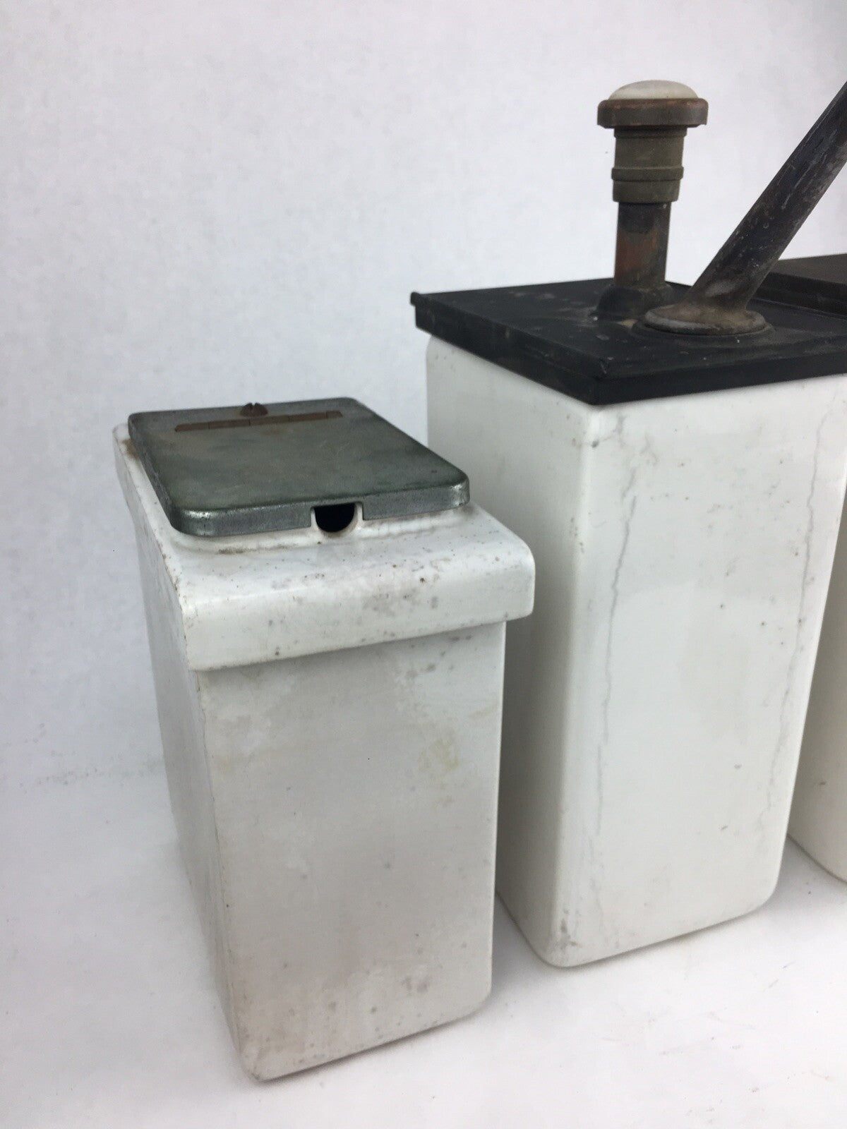 Vintage Porcelain Ice Cream Soda Fountain Topping Dispenser Lot