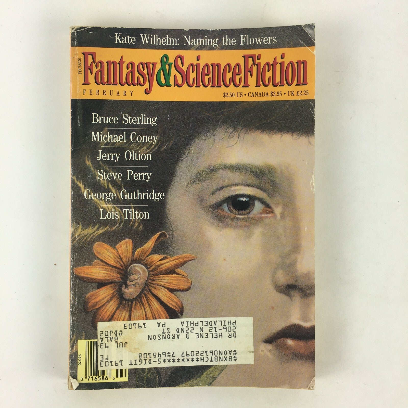 February Fantasy & Science Fiction Bruce Sterling Michael Coney Jerry OltionLois
