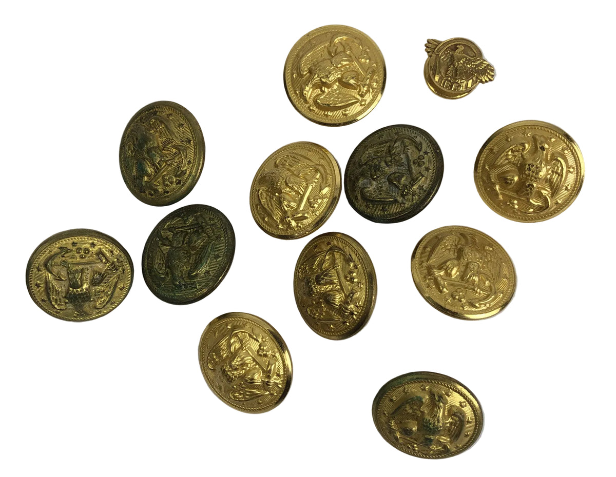 Vintage Mixed Lot of 12 Military US Army Dress Uniform Button WATERBURY CO. +